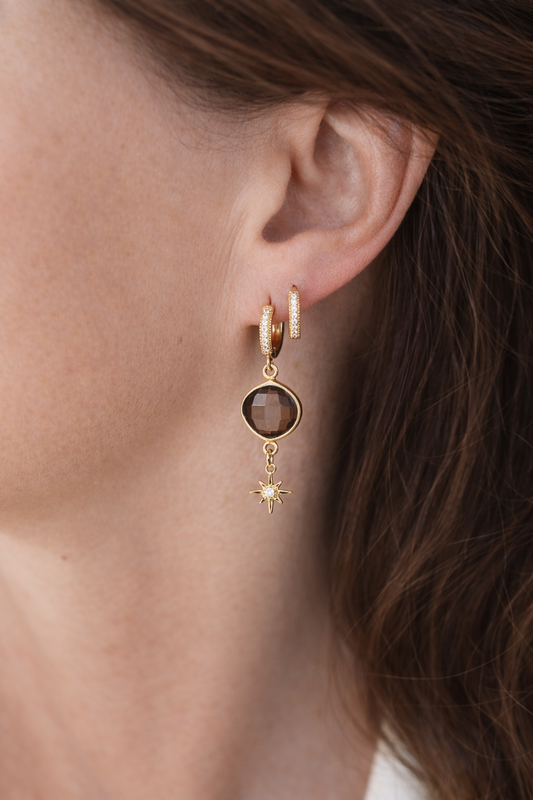 Boucles d'oreilles Livia quartz fumé