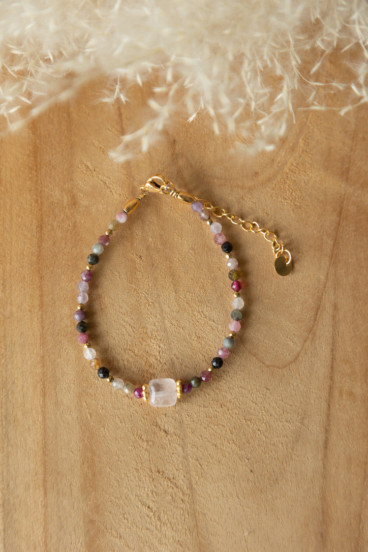 Bracelet Zola pierres de Tourmaline et quartz rose