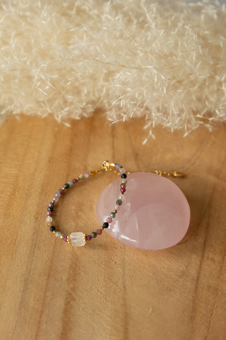 Bracelet Zola pierres de Tourmaline et quartz rose