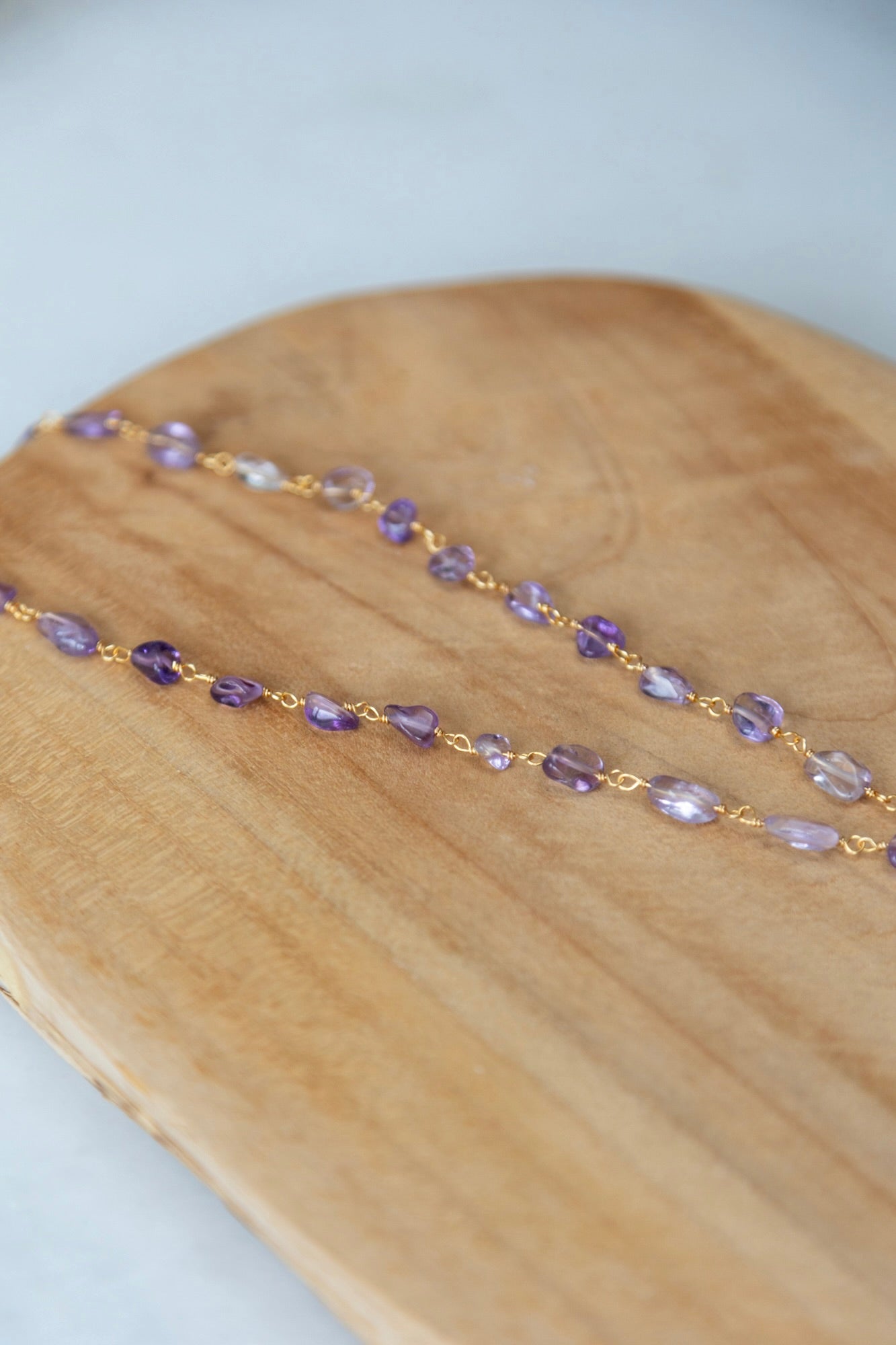 Sautoir Amalia pierre d'Améthyste mauve