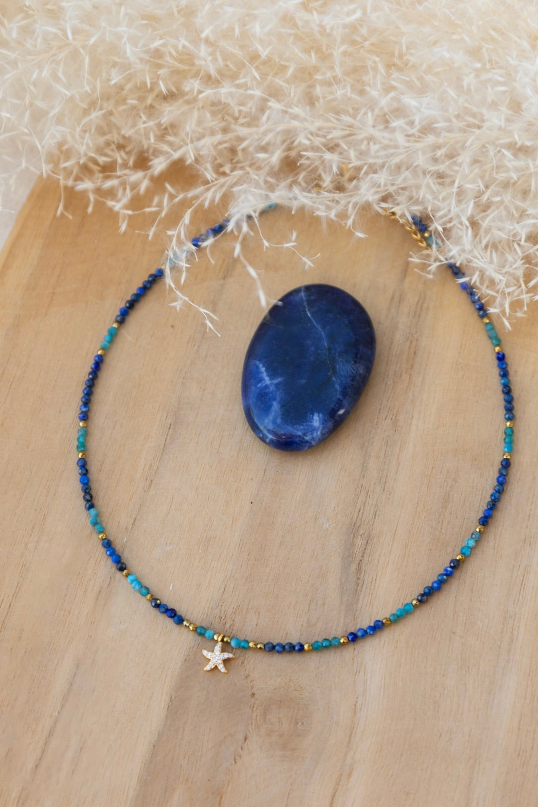 Colliers en pierres de Lapis-lazuli et Apatite bleu