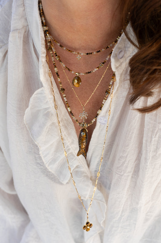 Collier Aria en pierre d'oeil du tigre