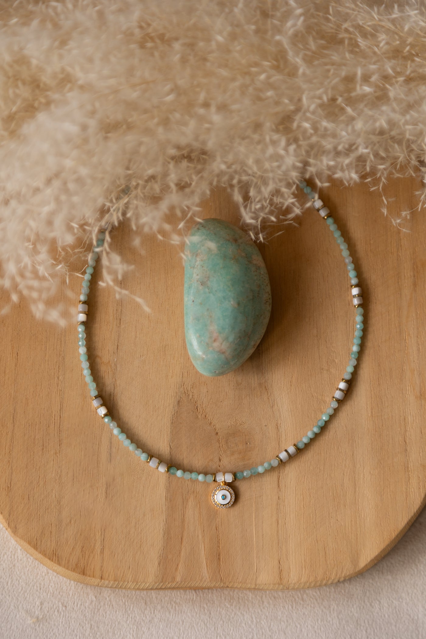 Colliers Pierres fines d'Amazonite et nacre