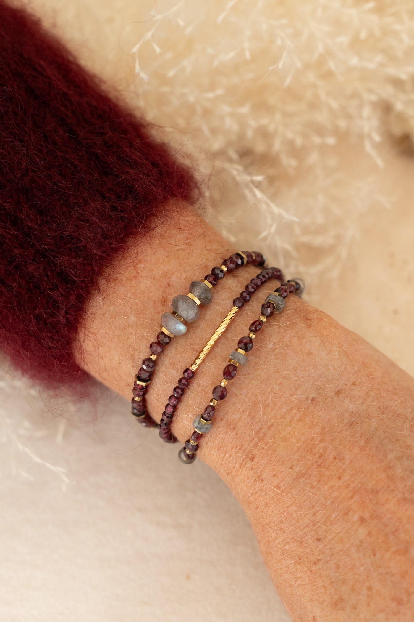 Bracelet Lou Grenat rouge