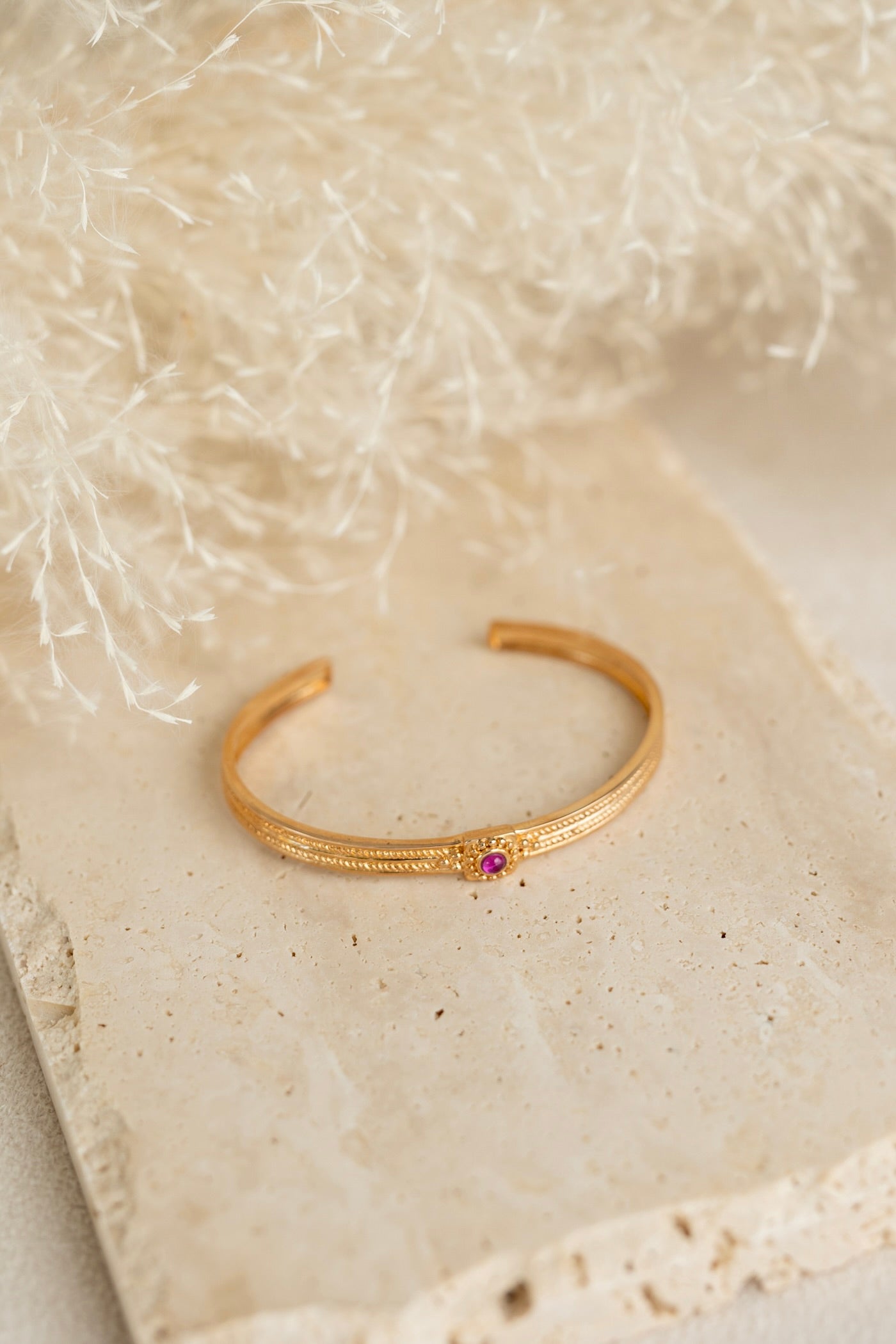 Bracelet jonc pierre tourmaile rose