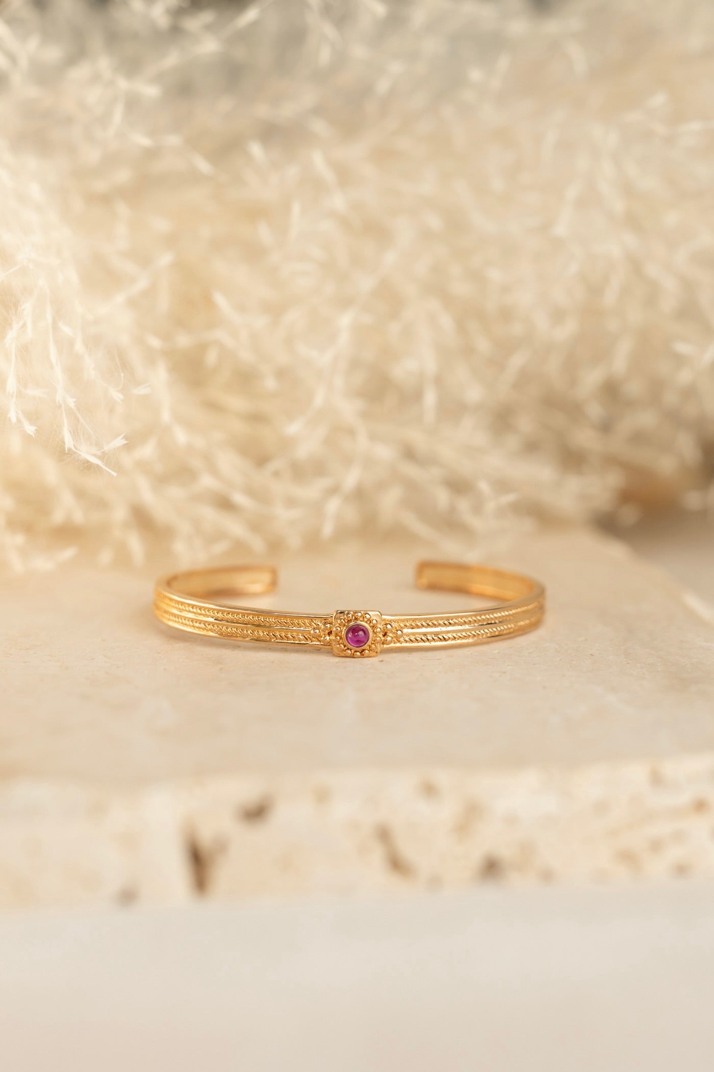 Bracelet jonc pierre tourmaile rose