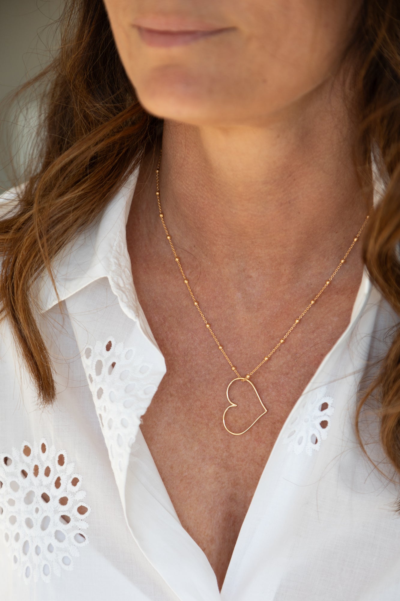 Chaîne Boules plaqué or 14 K, 3 microns et coeur