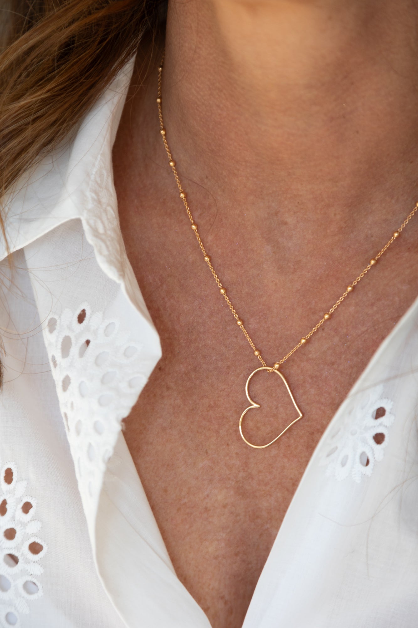 Chaîne Boules plaqué or 14 K, 3 microns et coeur