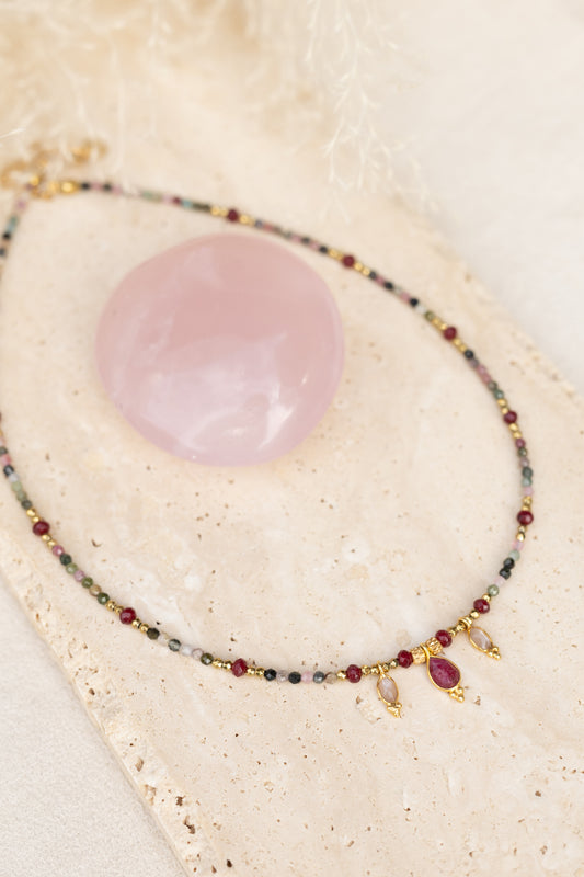 Collier Tess pierred e tourmaline multicolore
