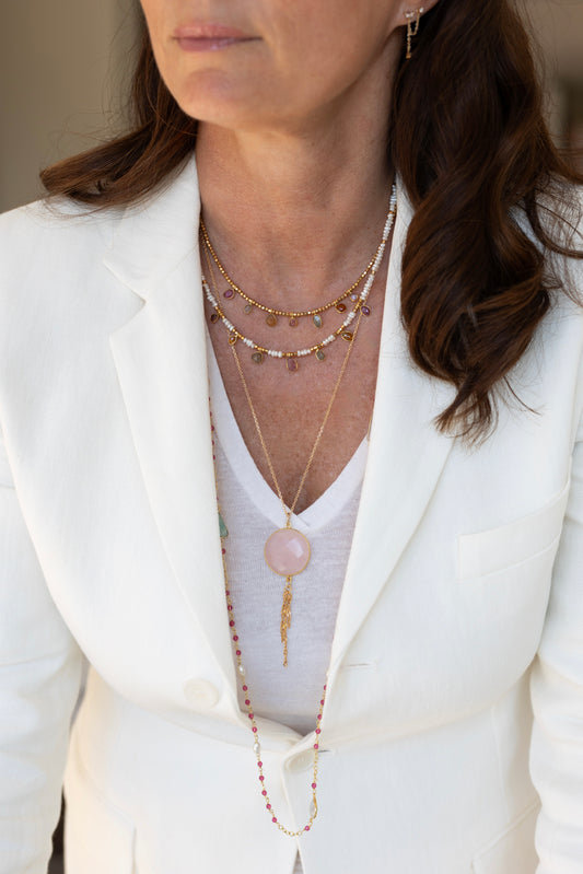 Collier Sélène quartz rose