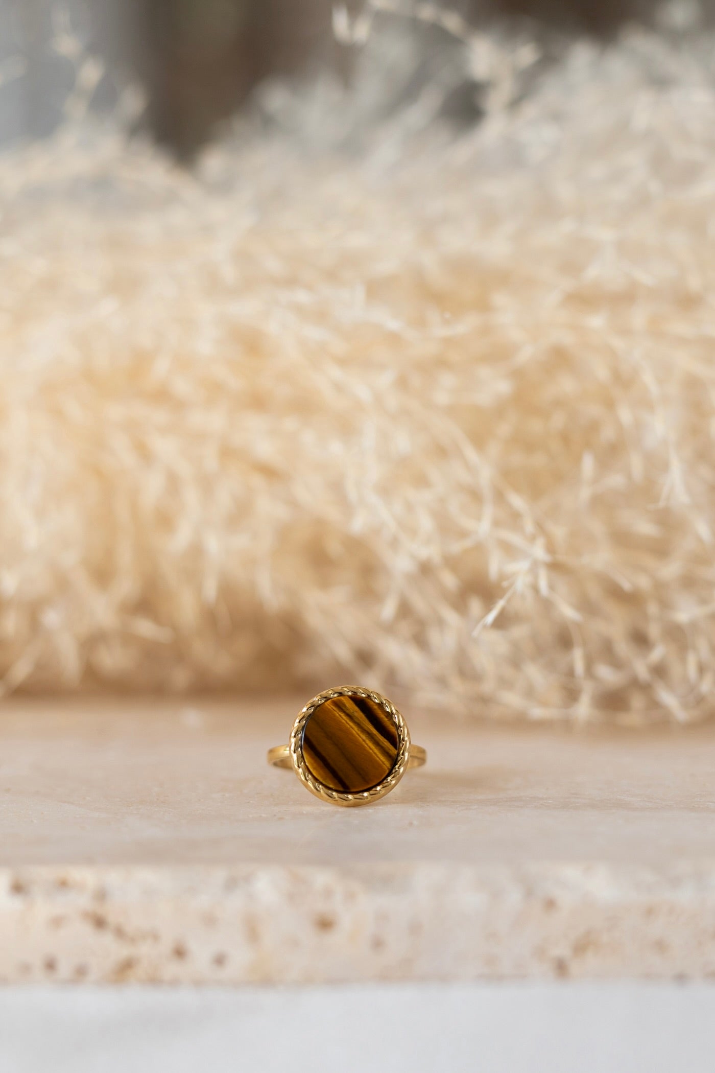 Bague en pierre d'oeil du tigre