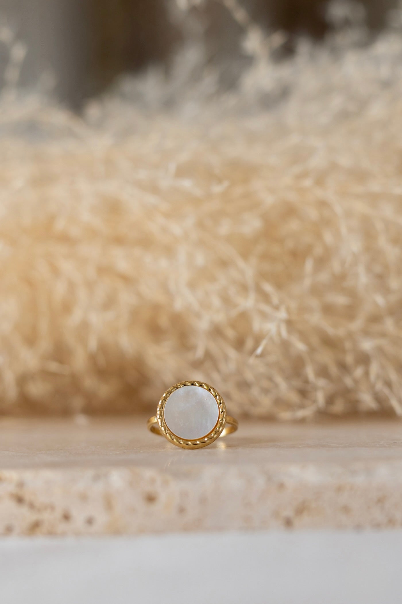 Bague en acier inoxydable et nacre