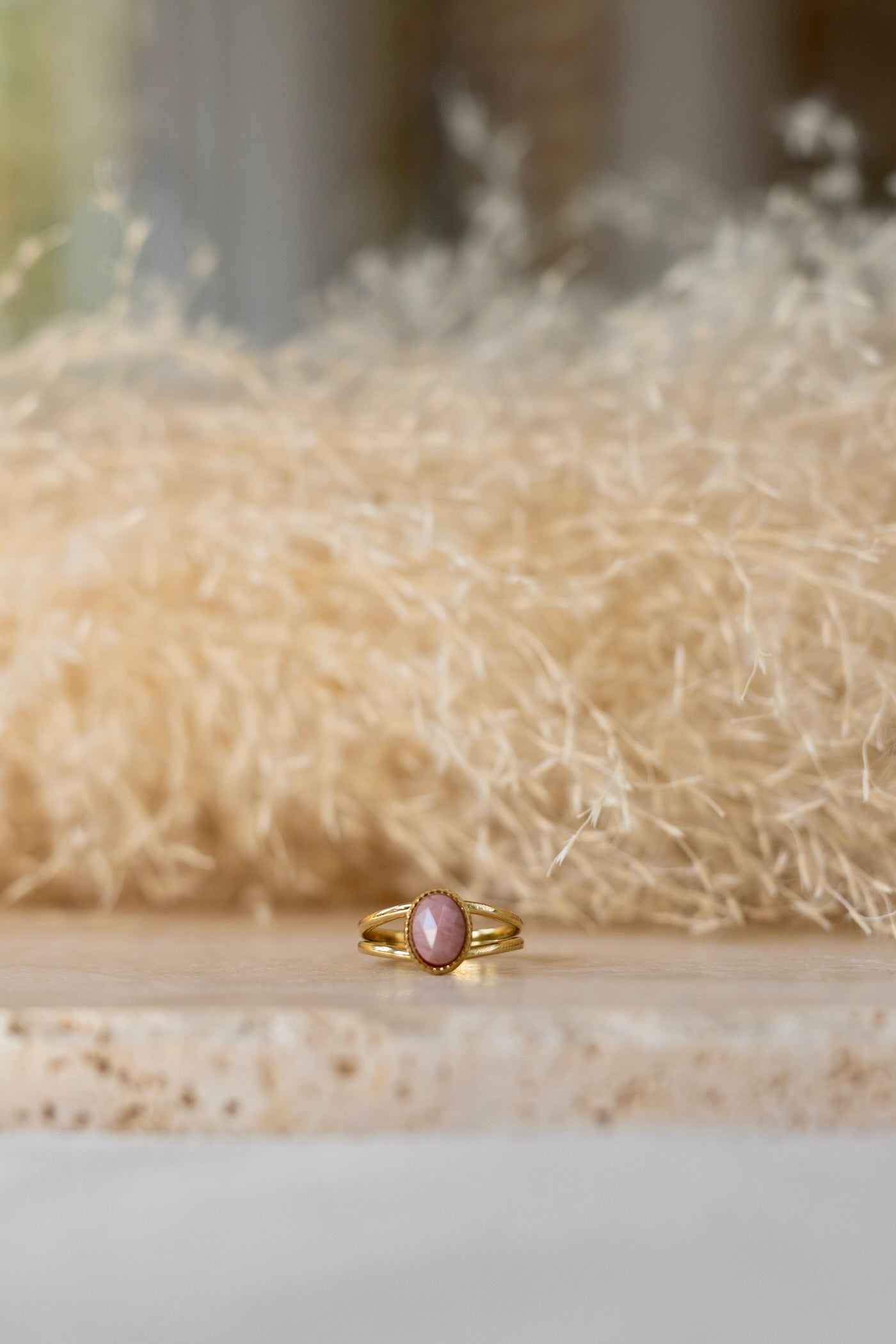 Bague acier inoxydable rhodocrosite