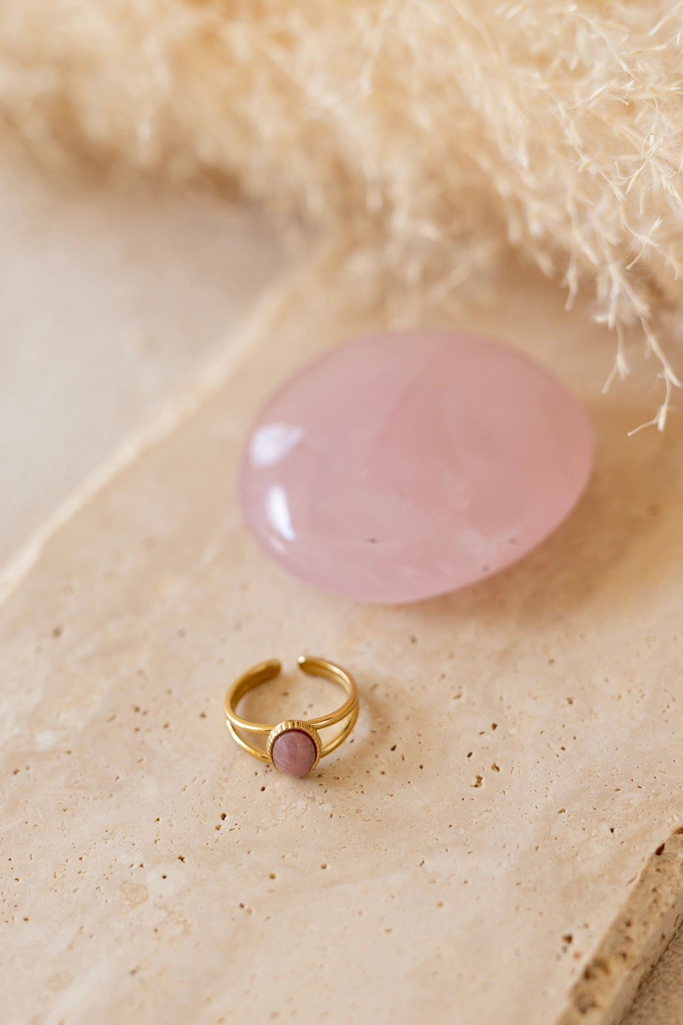 Bague acier inoxydable rhodocrosite