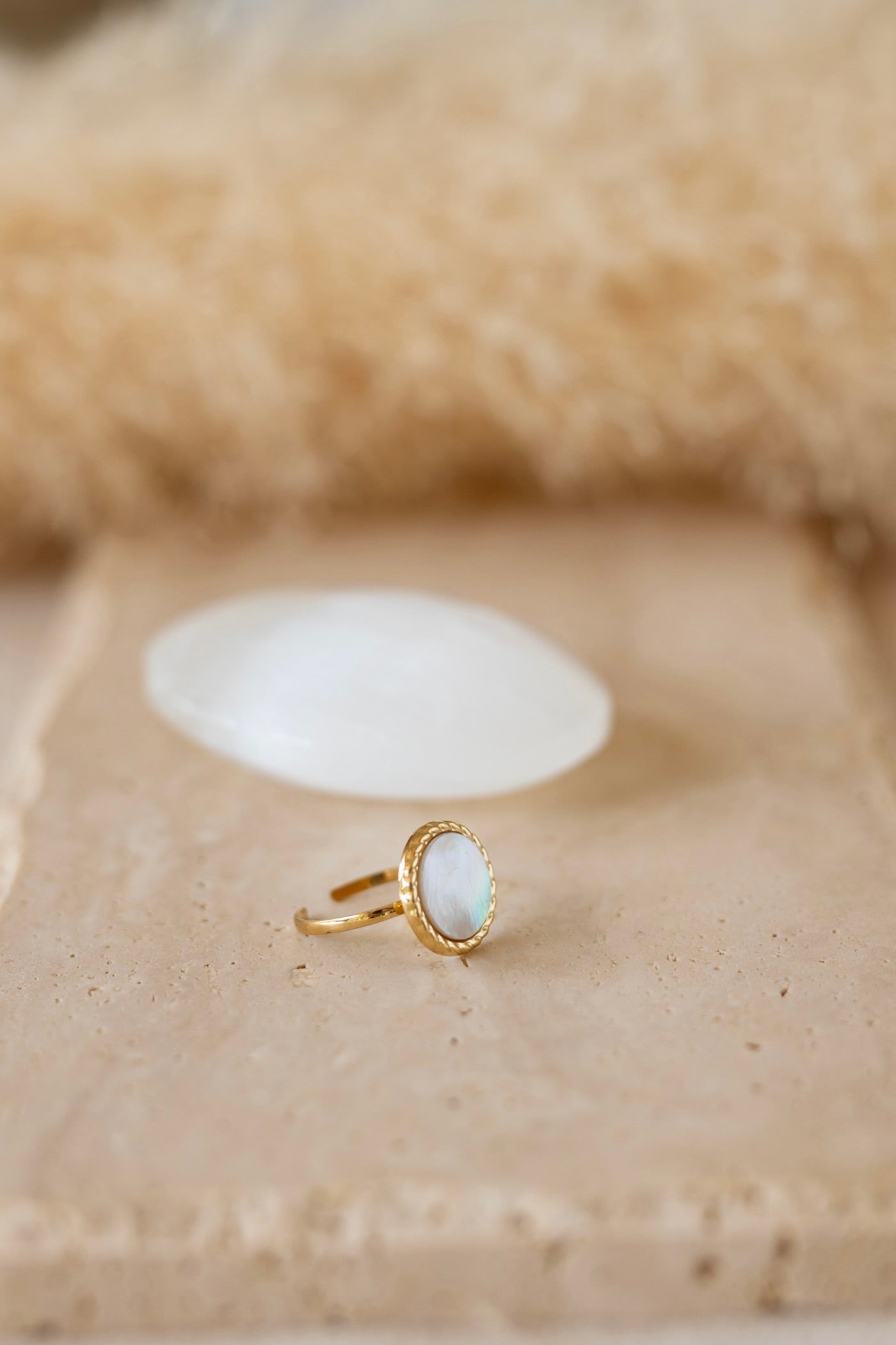 Bague en acier inoxydable et nacre