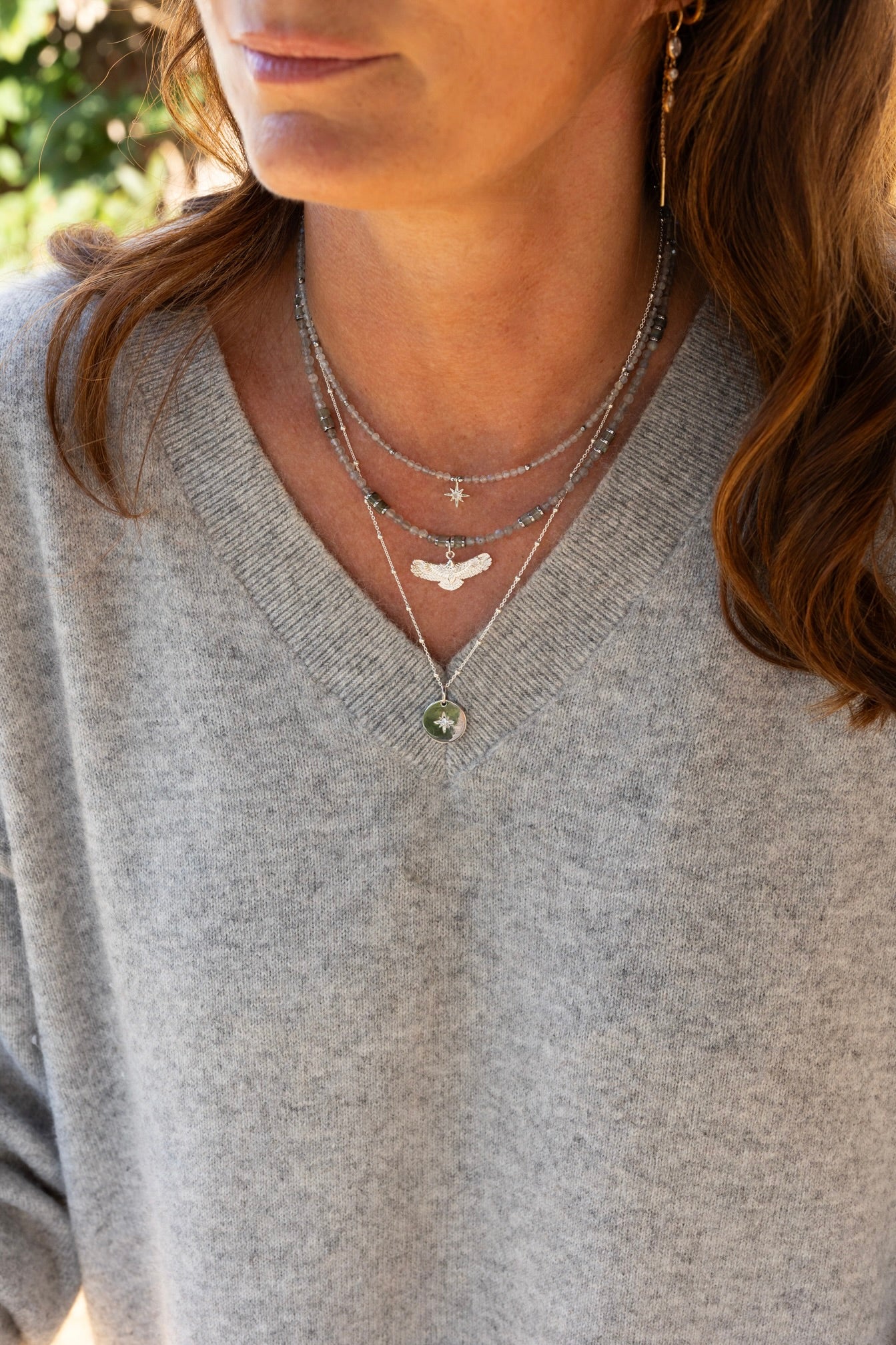 Collier stella et Aguila Labradorite argent