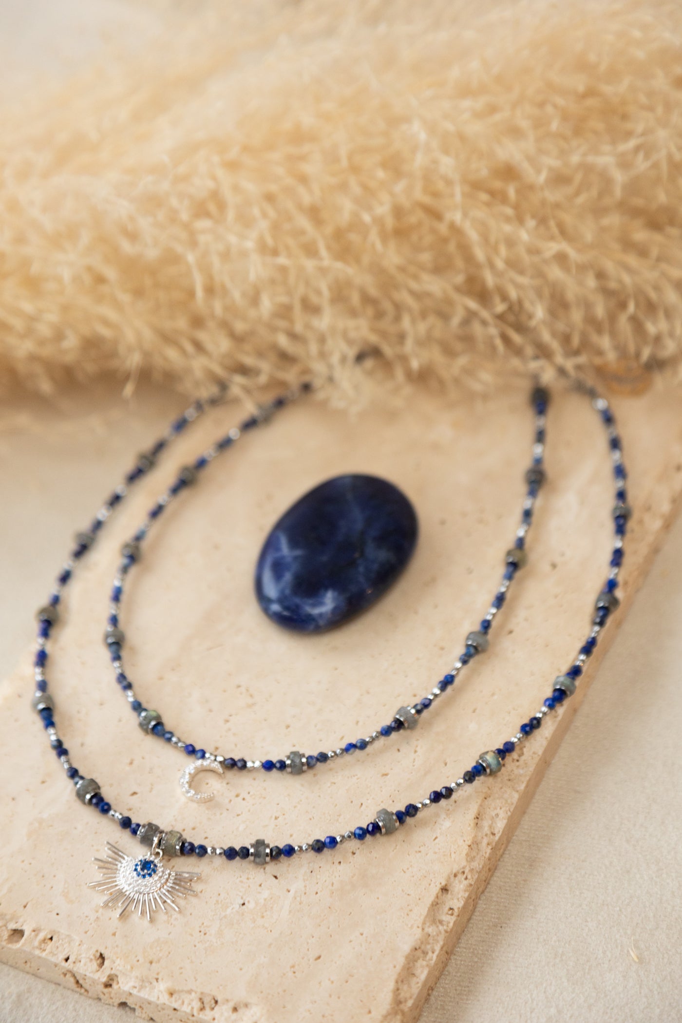 Collier Zénia argent lapis-lazuli et labraorite