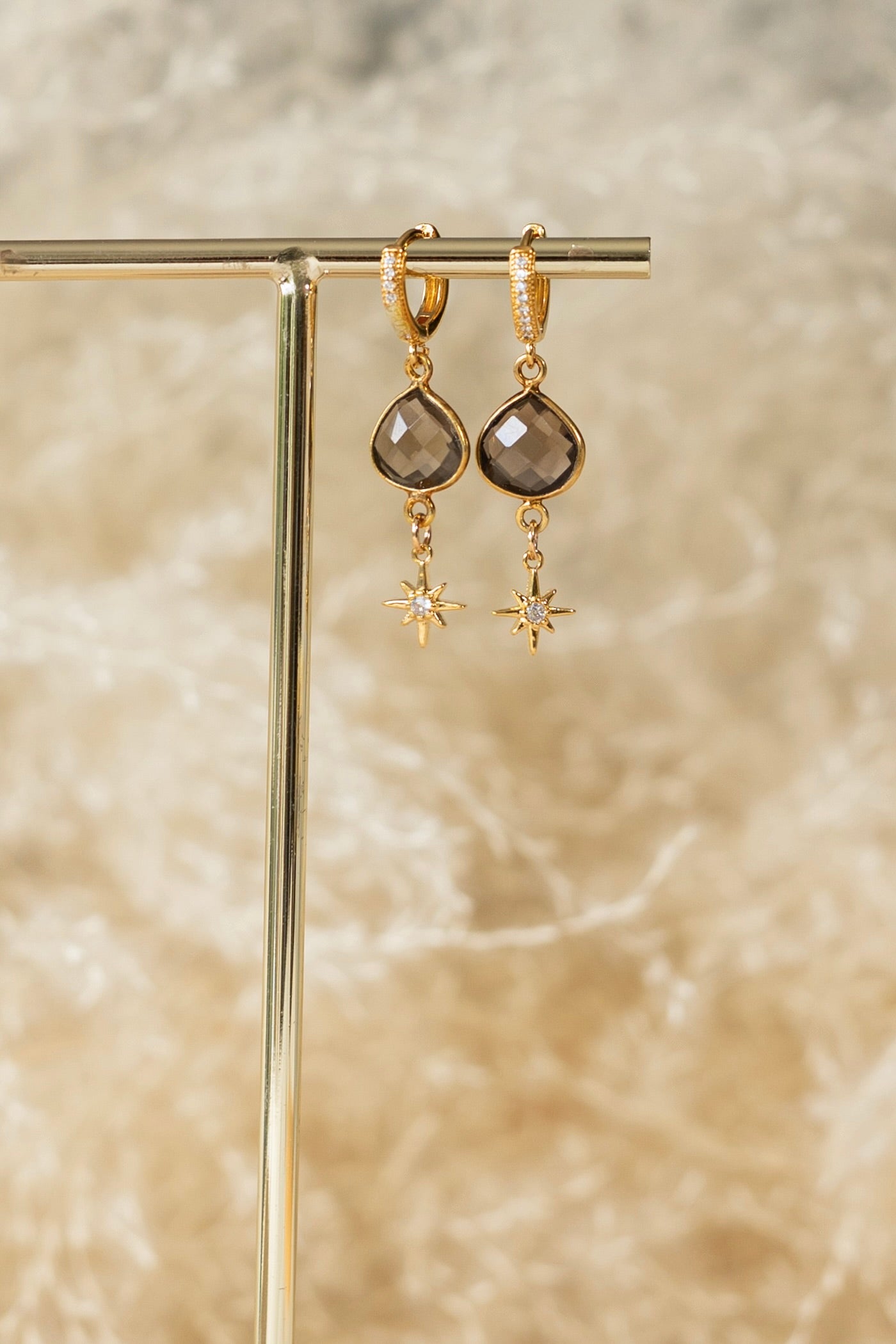 Boucles d'oreilles Stella quartz fumé