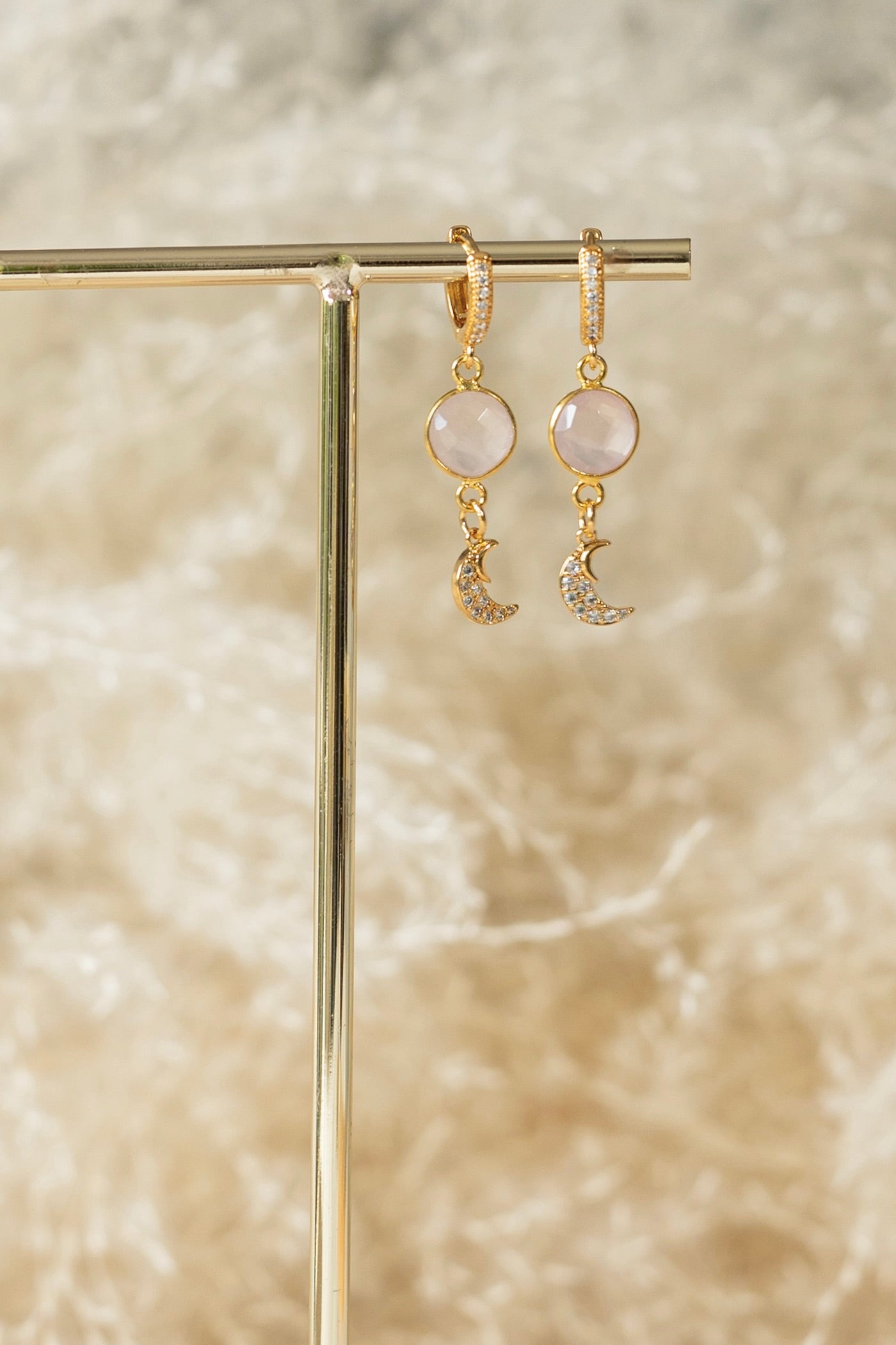 Boucles d'oreilles Luna quartz rose