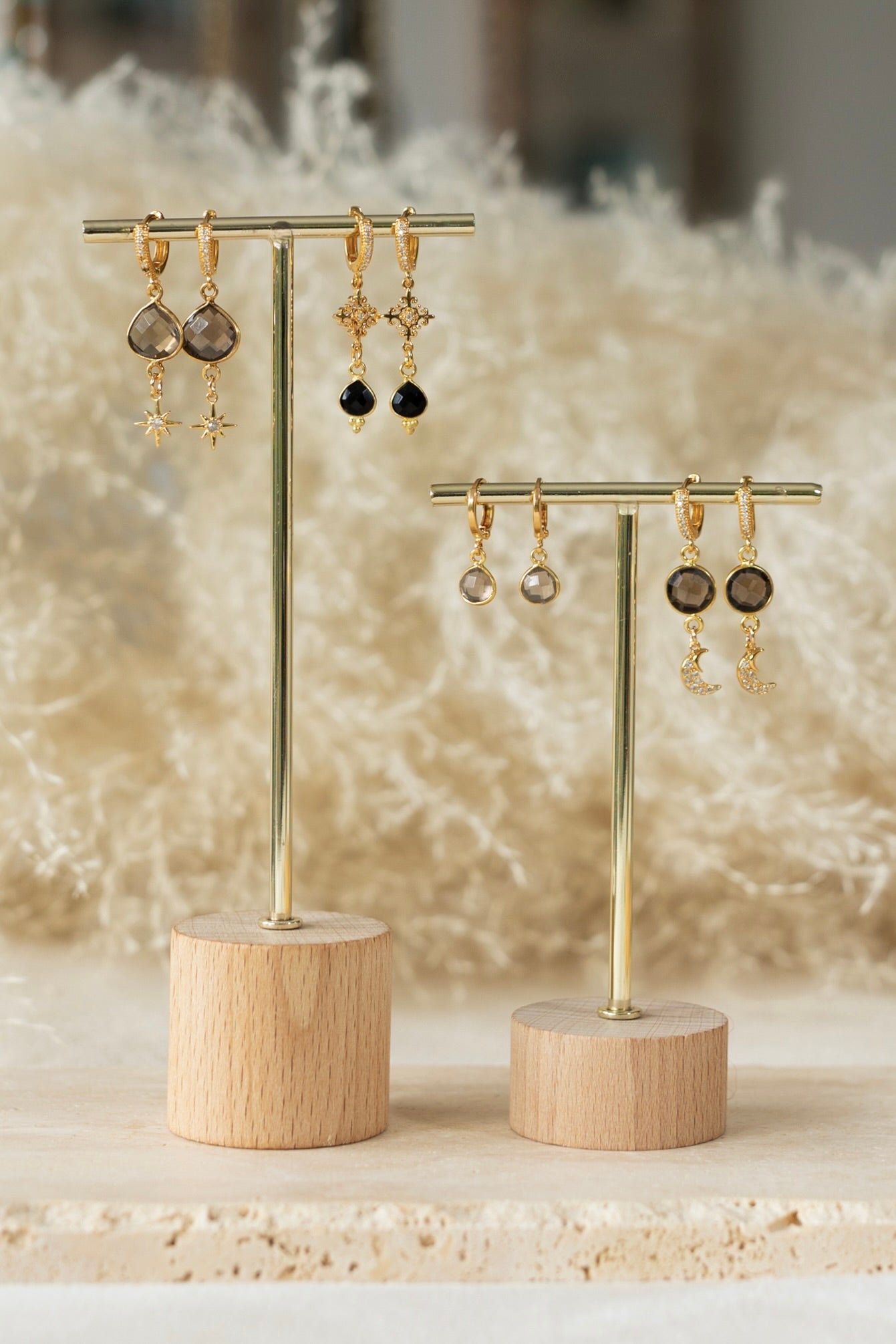 Boucles d'oreilles Stella quartz fumé