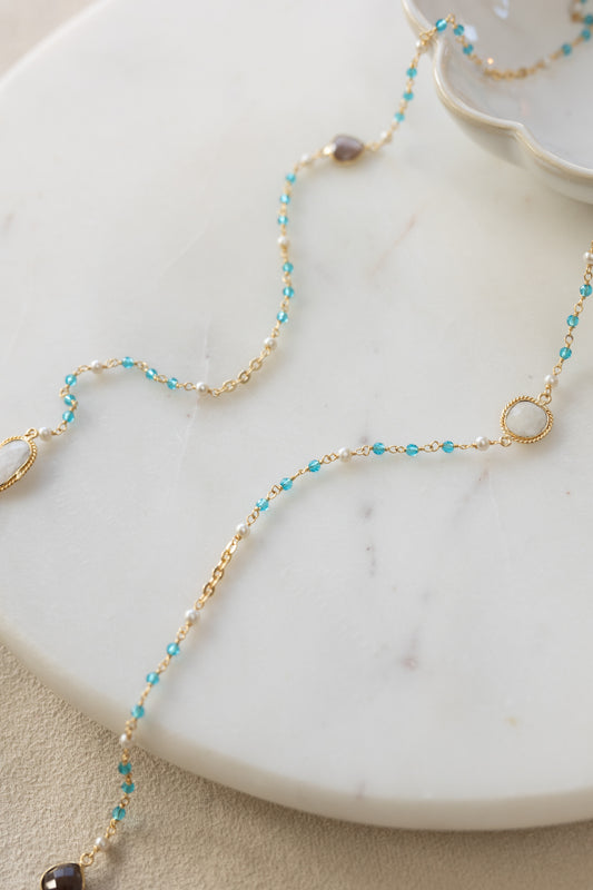 Sautoir Lina bleu apatite