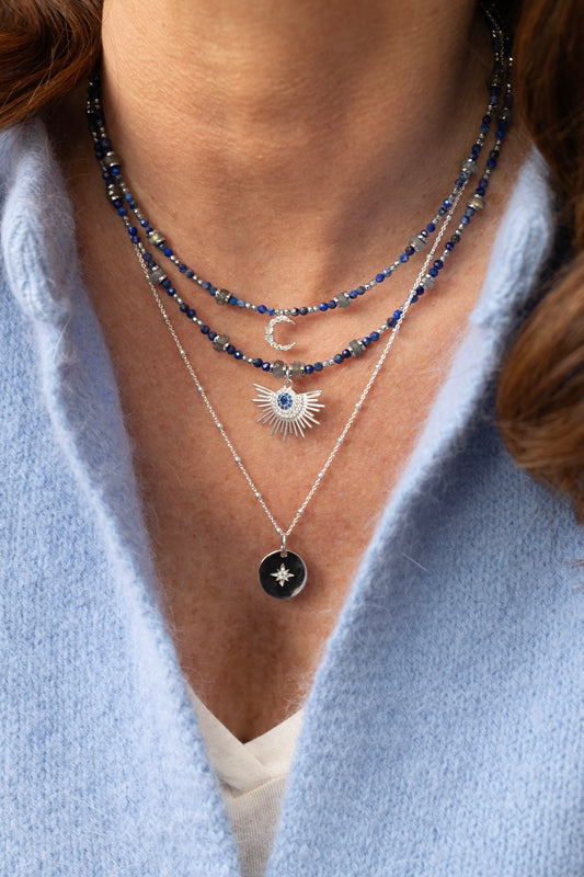 Collier Luna argent lapis-lazuli et labradorite
