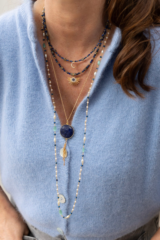 Collier Sélène pierre bleu de Lapis-lazuli