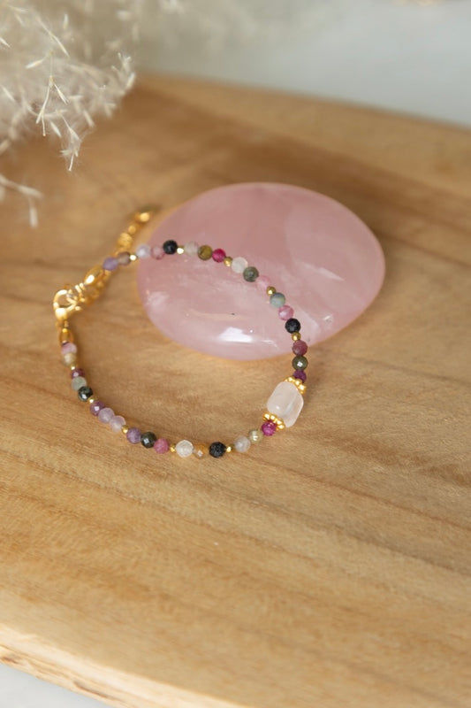 Bracelet Zola pierres de Tourmaline et quartz rose