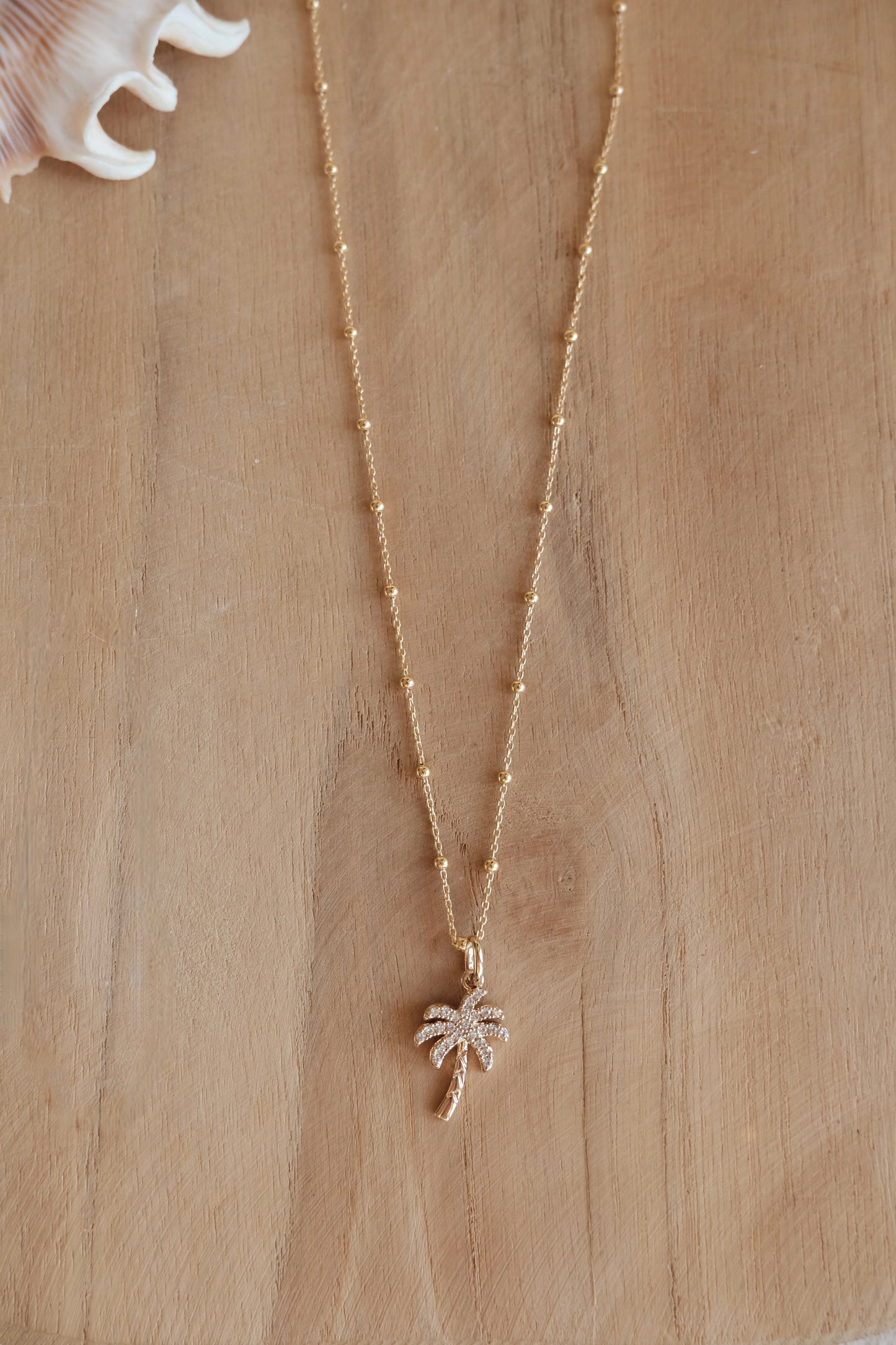 Collier chaîne palmier strass