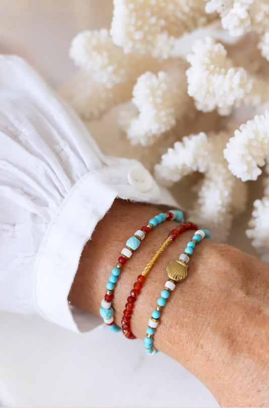Bracelet en pierre de Howlite Turquoise et coquillage