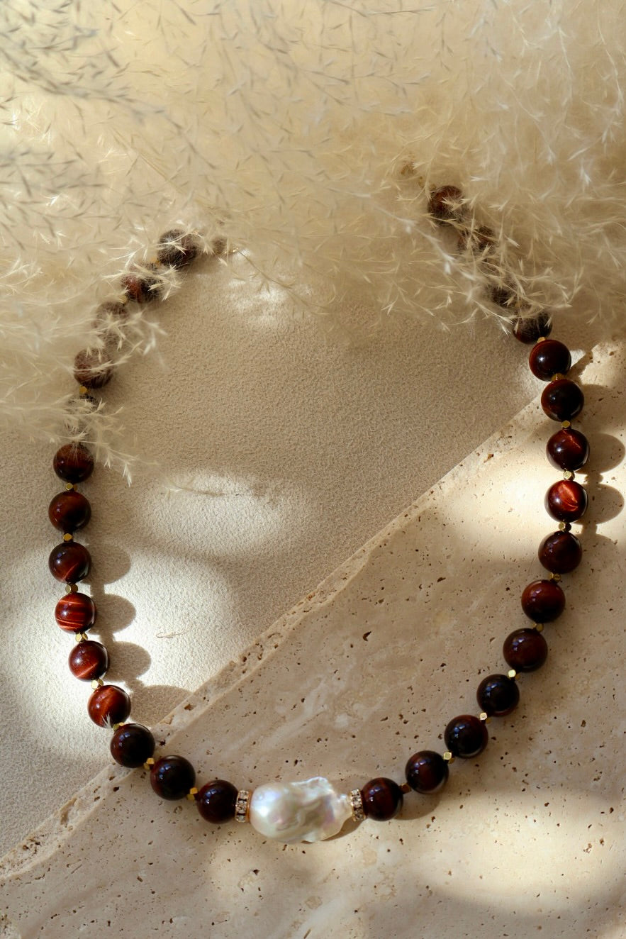 Collier Côme Oeil de taureau bordeau