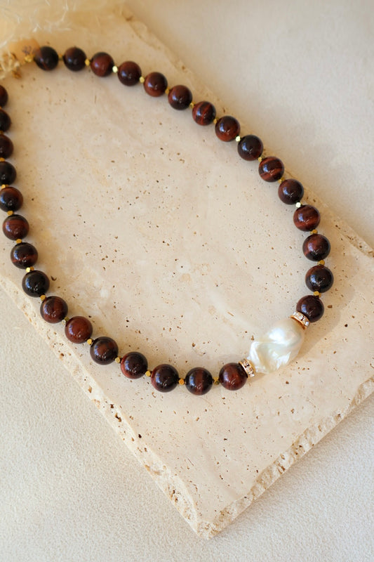 Collier Côme oeil du taureau bordeau