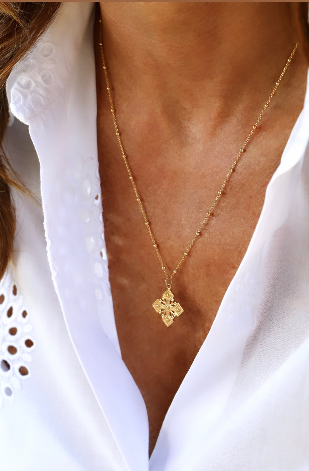 Collier Livia chaîne boule plaqué or 14K, 3 microns