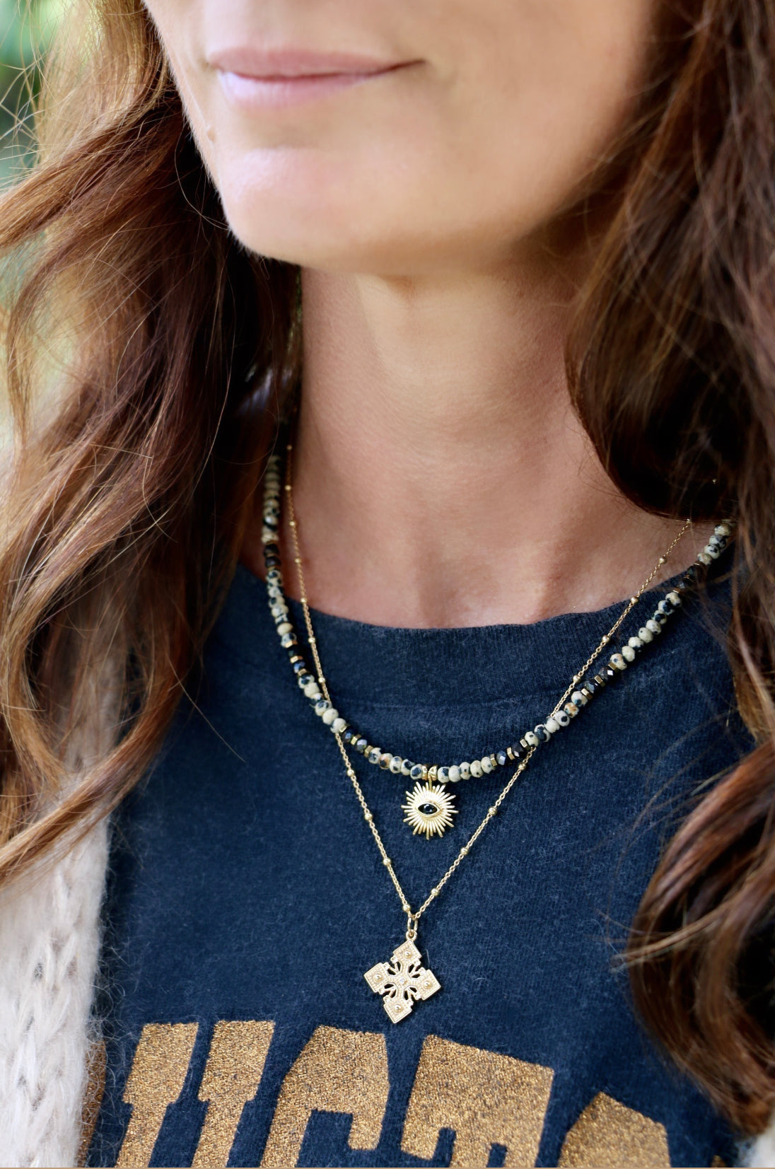 Collier Sunny pierre Jaspe Dalmatien