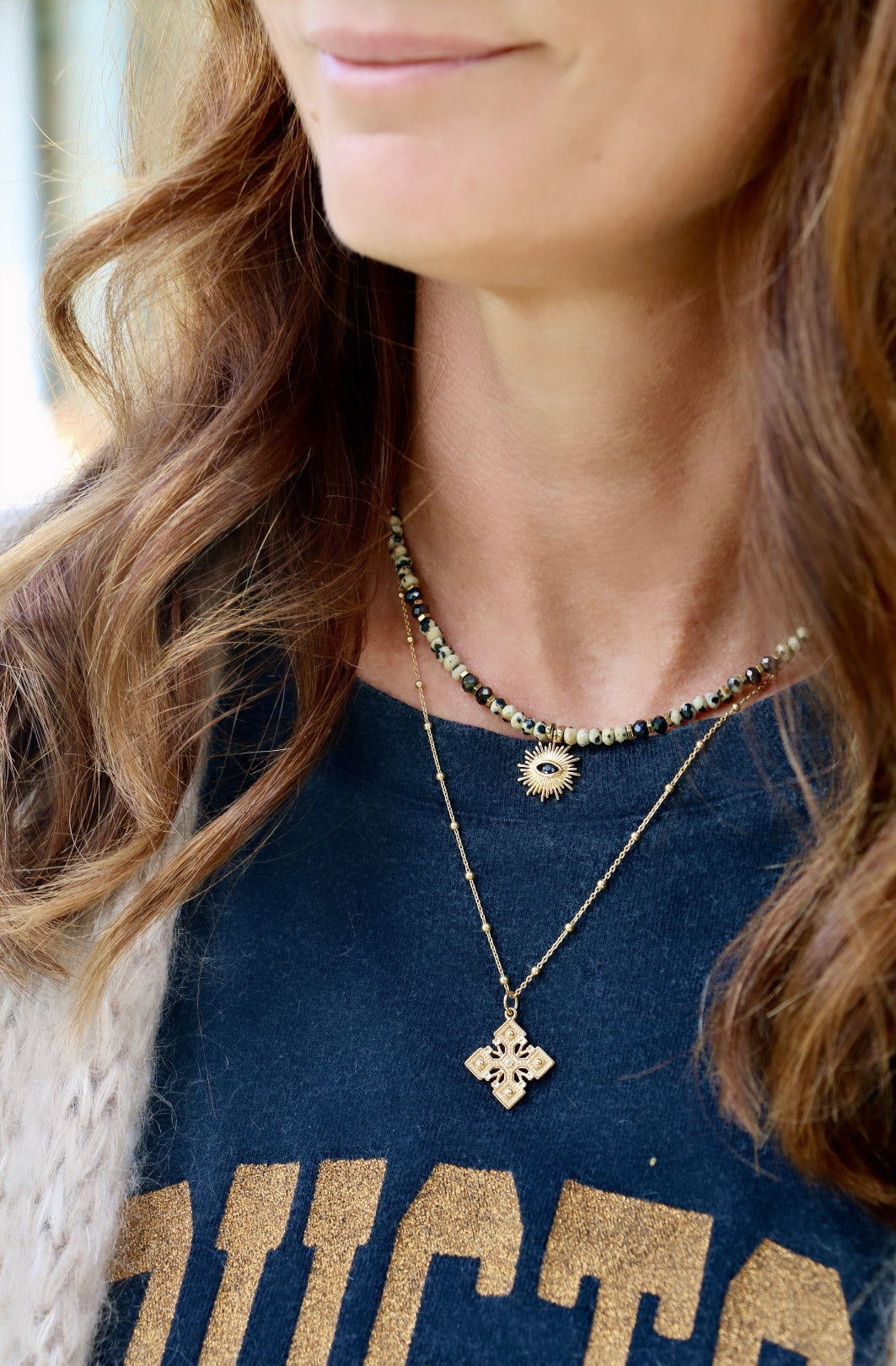 Collier Sunny pierre Jaspe Dalmatien