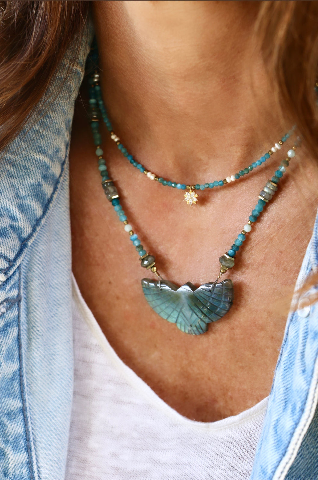 Collier Iro pierre Labradorite Apatite