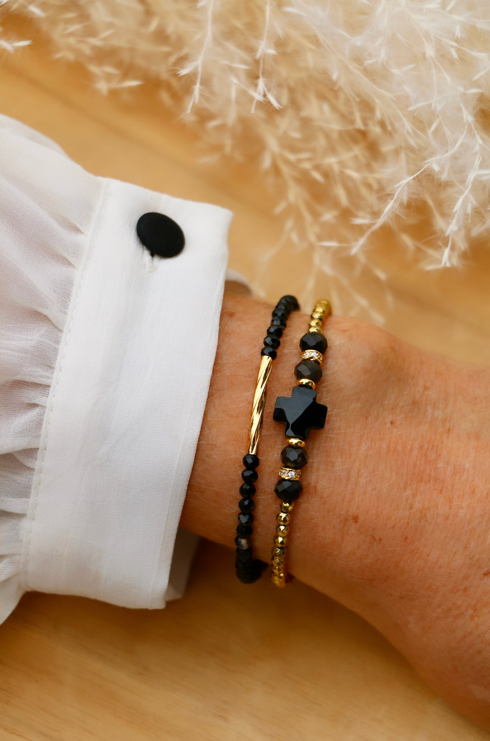 Bracelet Naël pierres d'onyx et hématite