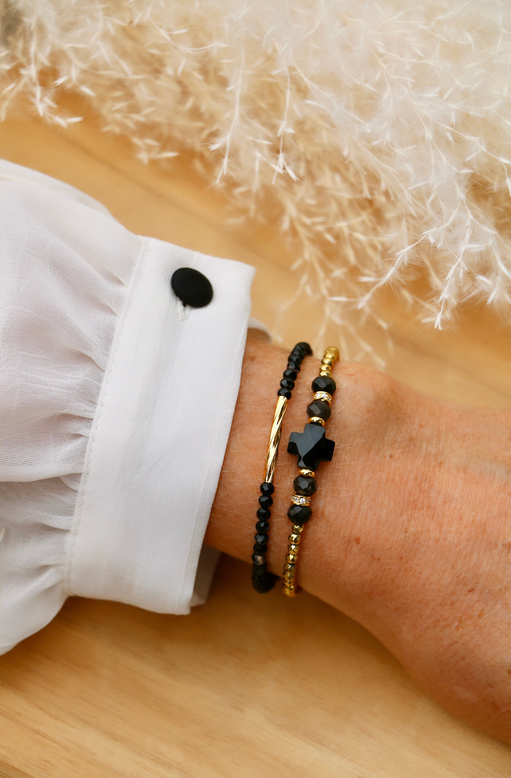 Bracelet Naël pierres d'onyx et hématite