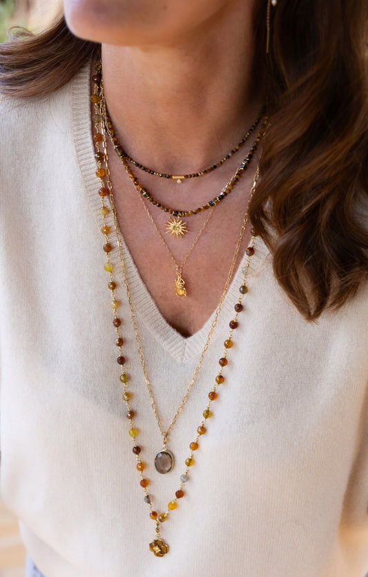 Sautoir Mirella pierre du' agate du Botswana