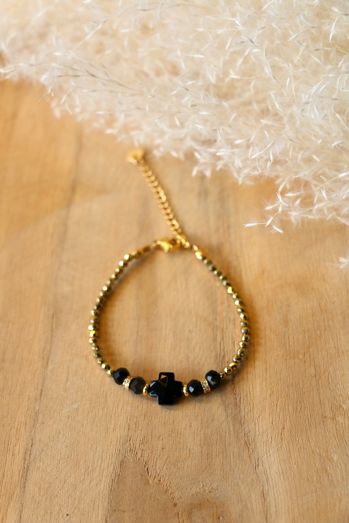 Bracelet Naël pierres d'onyx et hématite