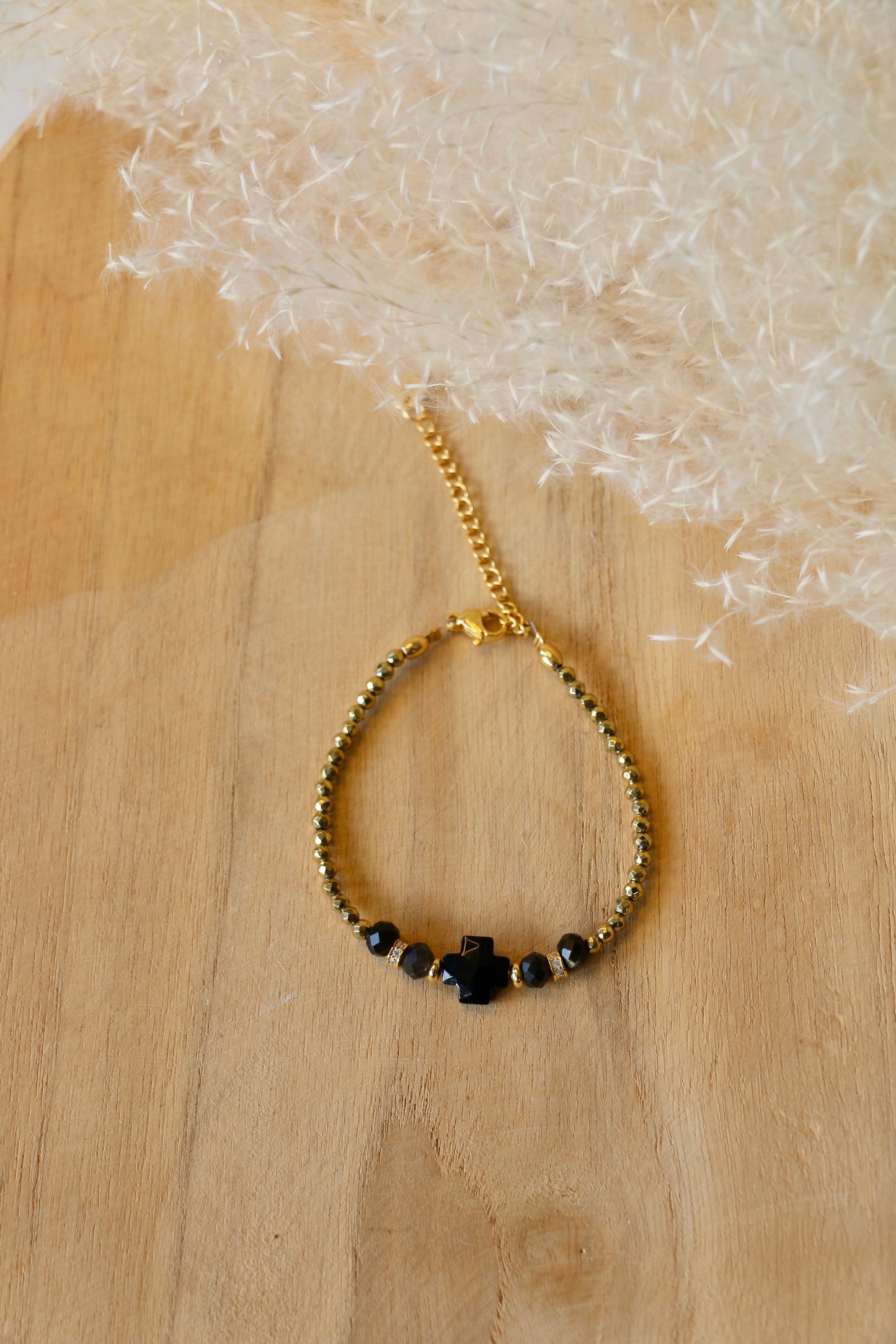 Bracelet Naël pierres d'onyx et hématite