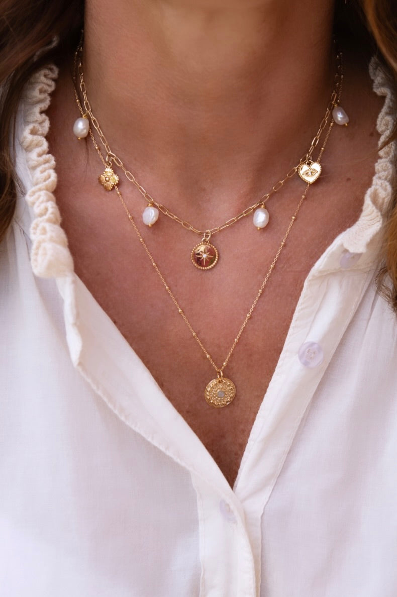 Collier Camila plaqué or 14 , 3 microns et perles d'eau douce