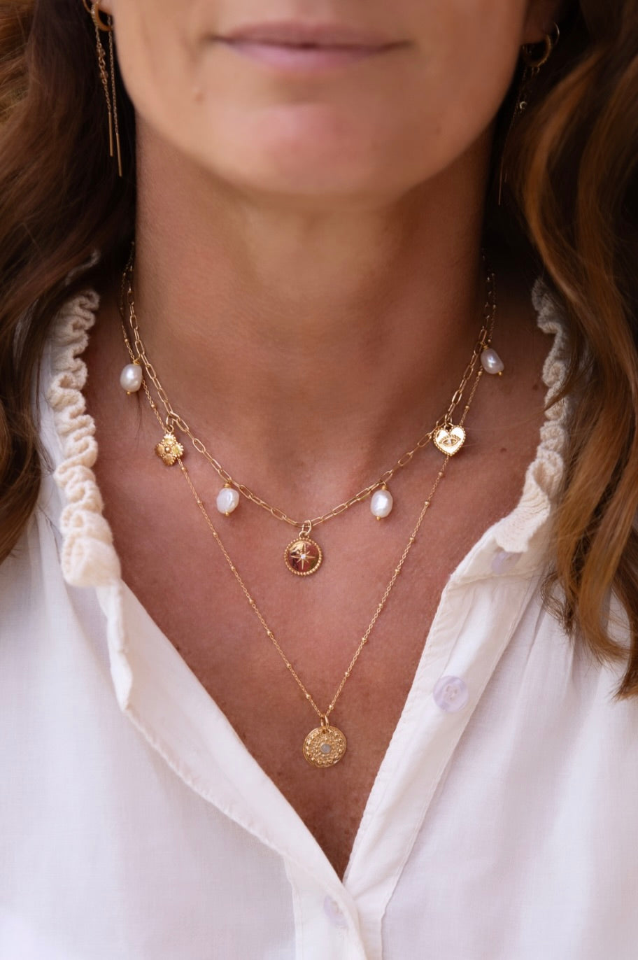 Collier Camila plaqué or 14 , 3 microns et perles d'eau douce