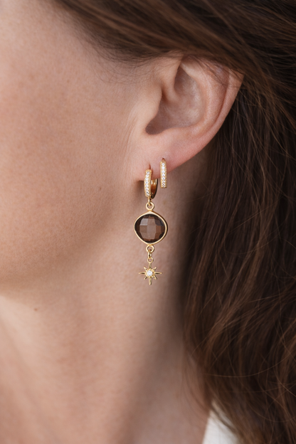 Boucles d'oreilles Livia quartz fumé