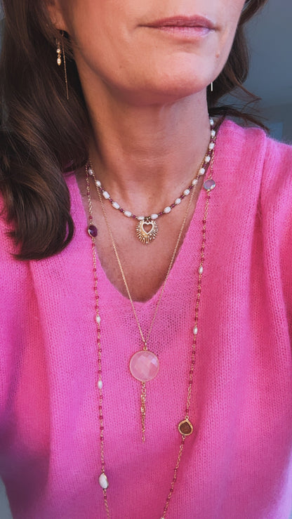 Collier Amore perles d'eau douce et calcédoine