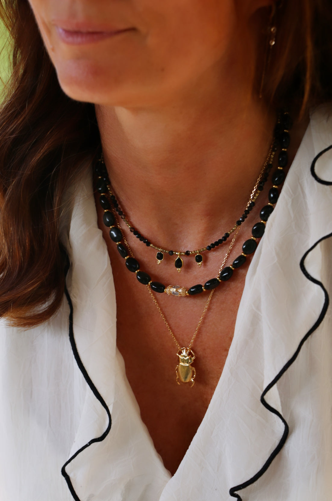 Collier Sacha onyx et agate noire