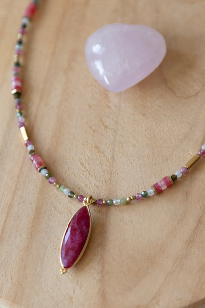 Collier Abby en tourmaline et Rubis