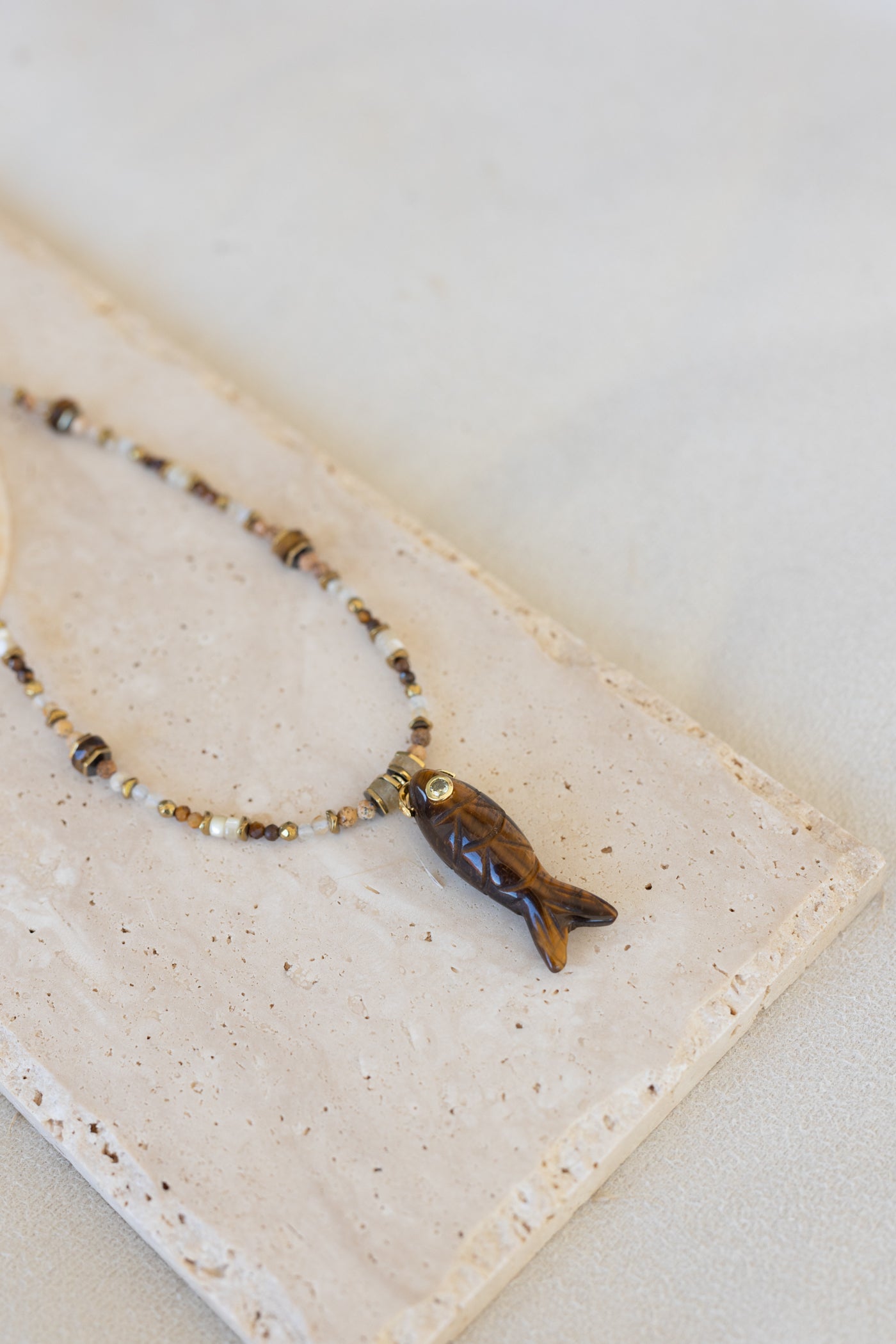 Collier Aria en pierre d'oeil du tigre