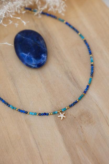 Colliers en pierres de Lapis-lazuli et Apatite bleu