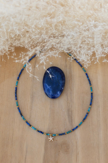 Colliers en pierres de Lapis-lazuli et Apatite bleu